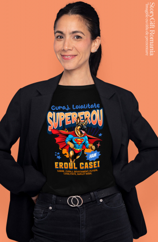 Tricou Femei, Barbati, Copii, Fata, Baiat, Unisex Personalizat Ciobănesc German în Costum de Superman – Cadouri Personalizate pentru Familie și Copii [1]