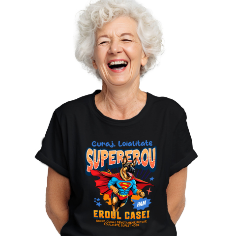SuperEroi si Personaje TV - Tricou Femei, Barbati, Copii, Fata, Baiat, Unisex Personalizat Ciobănesc German în Costum de Superman – Cadouri Personalizate pentru Familie și Copii