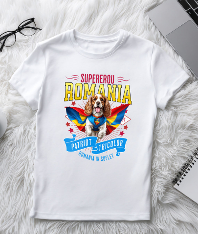 Tricou Femei, Barbati, Copii, Fata, Baiat, Unisex Personalizat Cocker Spaniel în Costum de Căpitan România – Cadou Personalizat Unic pentru Iubitorii de Câini [2]