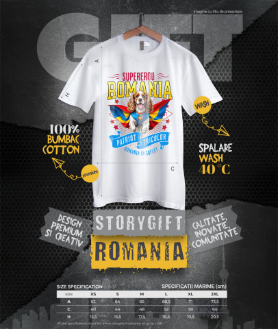 Tricou Femei, Barbati, Copii, Fata, Baiat, Unisex Personalizat Cocker Spaniel în Costum de Căpitan România – Cadou Personalizat Unic pentru Iubitorii de Câini [3]