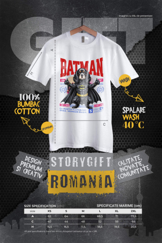 Tricou Femei, Barbati, Copii, Fata, Baiat, Unisex Personalizat Cocker Spaniel în Costum de Batman – Supererou Adorabil pentru Copii și Iubitorii de Câini [3]