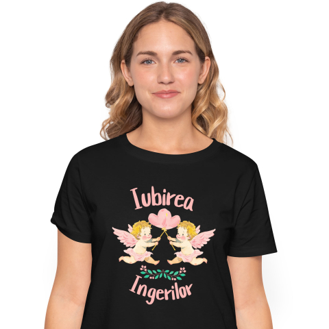 Tricou Femei, Barbati, Copii, Fata, Baiat, Unisex Personalizat Statuie Copii Cu Aripi Zburători – Cadou Personalizat Iubirea Îngerilor