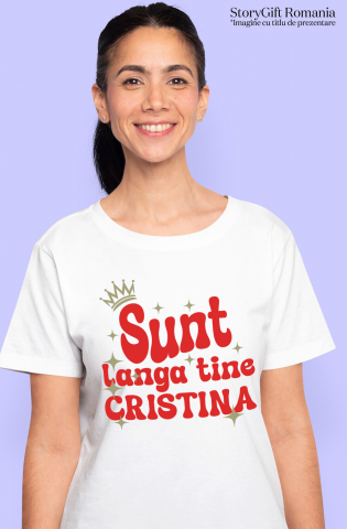 Tricou Femei, Barbati, Copii, Fata, Baiat, Unisex Personalizat "Coroana Regală de Prințesă cu Stele Strălucitoare – Mesaj Personalizat pentru Cristina, Cadou Iubire și Susținere" [1]