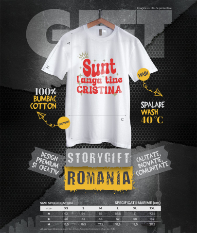 Tricou Femei, Barbati, Copii, Fata, Baiat, Unisex Personalizat "Coroana Regală de Prințesă cu Stele Strălucitoare – Mesaj Personalizat pentru Cristina, Cadou Iubire și Susținere" [3]