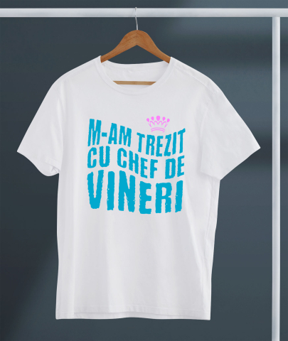 Tricou Femei, Barbati, Copii, Fata, Baiat, Unisex Personalizat Coroana Regală Roz cu Mesaj Amuzant „M-am Trezit Cu Chef de Vineri” - Cadou Personalizat pentru Prințese [2]