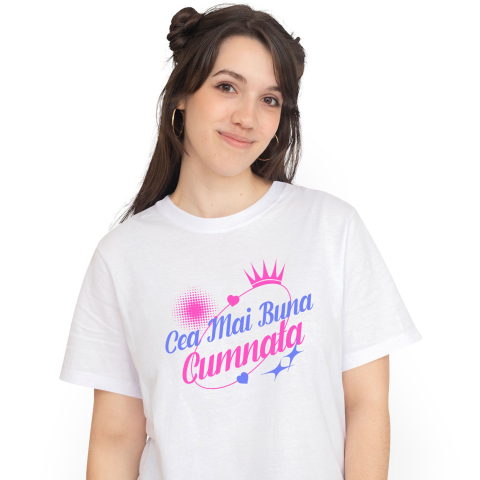 Familie - Tricou Femei, Barbati, Copii, Fata, Baiat, Unisex Personalizat Cadou Personalizat „Cea Mai Bună Cumnată” | Coroană Regală Cu Mesaj Special