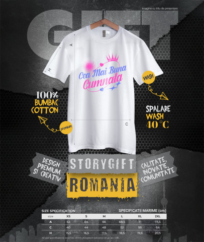 Tricou Femei, Barbati, Copii, Fata, Baiat, Unisex Personalizat Cadou Personalizat „Cea Mai Bună Cumnată” | Coroană Regală Cu Mesaj Special [3]