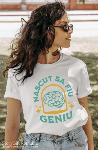 Tricou Femei, Barbati, Copii, Fata, Baiat, Unisex Personalizat Creier Uman și Inteligență | Născut să Fiu Un Geniu | Educație și Înțelepciune [1]
