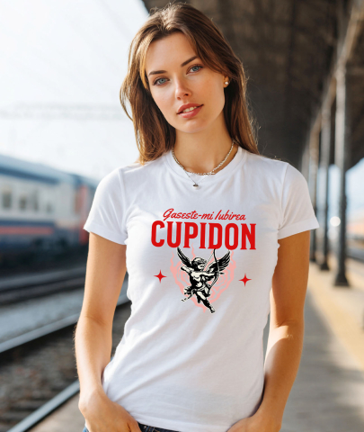Tricou Femei, Barbati, Copii, Fata, Baiat, Unisex Personalizat Cupidon Înger în Aer - Cadou Romantic de Valentine's Day pentru Iubire [1]