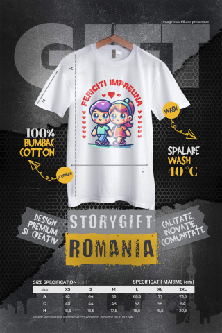 Tricou Femei, Barbati, Copii, Fata, Baiat, Unisex Personalizat „Cuplu Fericit în Plimbare Romantică - Cadou Personalizat pentru Iubiți” [3]