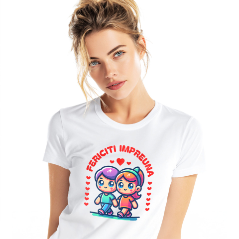 Familie - Tricou Femei, Barbati, Copii, Fata, Baiat, Unisex Personalizat „Cuplu Fericit în Plimbare Romantică - Cadou Personalizat pentru Iubiți”