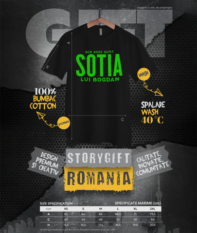 Tricou Femei, Barbati, Copii, Fata, Baiat, Unisex Personalizat „Din 2025 Sunt Soția Lui Bogdan” | Cadou Personalizat pentru Cuplu și Familie [3]