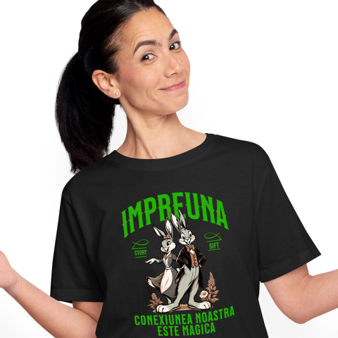 Tricou Femei, Barbati, Copii, Fata, Baiat, Unisex Personalizat „Cuplu Iepuri Împreună – Cadou Personalizat Dragoste „Împreună, Conexiunea Noastră Este Magică” pentru Valentine's Day”