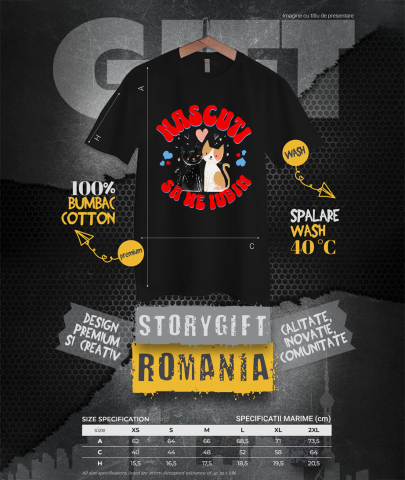 Tricou Femei, Barbati, Copii, Fata, Baiat, Unisex Personalizat "Cuplu Pisici Neagră și Portocalie - Cadou Iubire și Fericire Personalizat" [3]