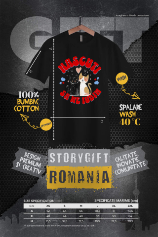 Tricou Femei, Barbati, Copii, Fata, Baiat, Unisex Personalizat "Cuplu Pisici Neagră și Portocalie - Cadou Iubire și Fericire Personalizat" [3]