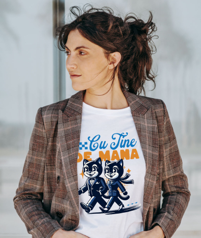Tricou Femei, Barbati, Copii, Fata, Baiat, Unisex Personalizat Cuplu Pisici Vesele cu Mesaj „Cu Tine de Mână, Iubire Dragoste” – Cadou Personalizat pentru Valentine's Day [1]