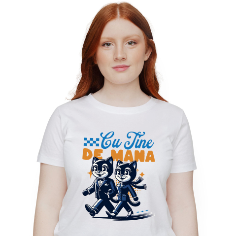 Tricou Femei, Barbati, Copii, Fata, Baiat, Unisex Personalizat Cuplu Pisici Vesele cu Mesaj „Cu Tine de Mână, Iubire Dragoste” – Cadou Personalizat pentru Valentine's Day