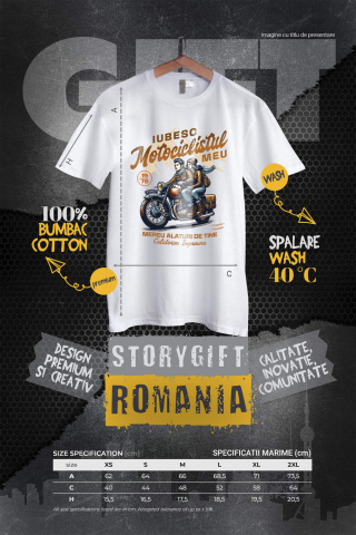 Tricou Femei, Barbati, Copii, Fata, Baiat, Unisex Personalizat Cuplu Romantic pe Motocicletă – Aventură Printre Munți de Valentine's Day [3]
