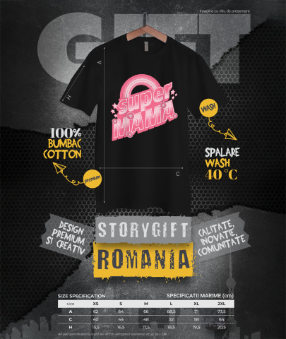 Tricou Femei, Barbati, Copii, Fata, Baiat, Unisex Personalizat "Curcubeu Colorat – Cadouri Personalizate pentru Super Mama și Iubirea Eternă a Familiei" [3]