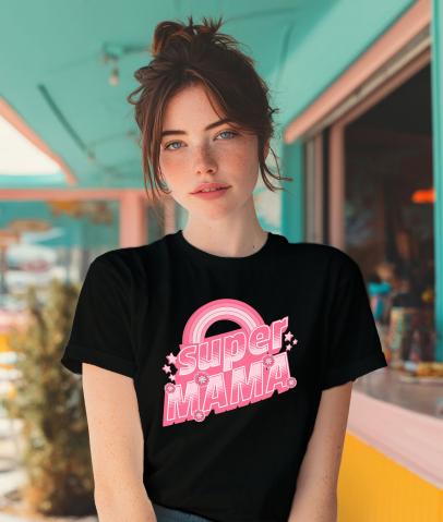 Tricou Femei, Barbati, Copii, Fata, Baiat, Unisex Personalizat "Curcubeu Colorat – Cadouri Personalizate pentru Super Mama și Iubirea Eternă a Familiei" [1]