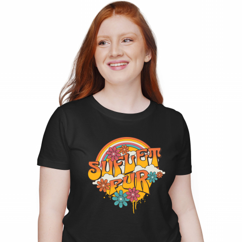 Flori - Tricou Femei, Barbati, Copii, Fata, Baiat, Unisex Personalizat Curcubeu Cu Flori Colorate | Suflet Pur | Cadou Personalizat cu Mesaj în Limba Română