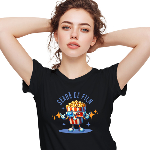 Mancare - Tricou Femei, Barbati, Copii, Fata, Baiat, Unisex Personalizat Cutie de popcorn cu ochelari 3D | Distracție în familie și cadouri personalizate pentru copii