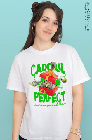 Tricou Femei, Barbati, Copii, Fata, Baiat, Unisex Personalizat Cutie Roșie cu Fundă Bani – Bancnote în Zbor – „Cadoul Perfect” – Cadou Personalizat pentru Familie, Tati, Copii, Prieteni [1]