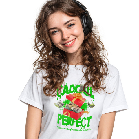 Tricou Femei, Barbati, Copii, Fata, Baiat, Unisex Personalizat Cutie Roșie cu Fundă Bani – Bancnote în Zbor – „Cadoul Perfect” – Cadou Personalizat pentru Familie, Tati, Copii, Prieteni
