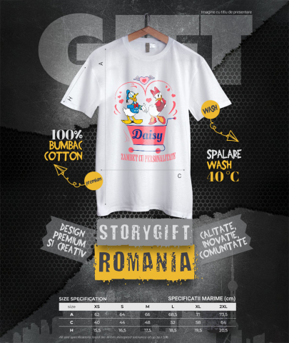 Tricou Femei cu Daisy și Duck sarbatoresc dragostea 100% Bumbac, Alb, L [3]