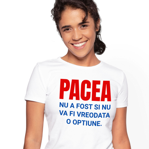 Tricou Femei, Barbati, Copii, Fata, Baiat, Unisex Personalizat „Cadouri personalizate cu mesaje inspiraționale despre pace pentru familie și prieteni | Design colorat albastru roșu”