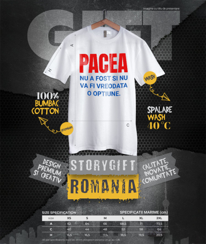 Tricou Femei, Barbati, Copii, Fata, Baiat, Unisex Personalizat „Cadouri personalizate cu mesaje inspiraționale despre pace pentru familie și prieteni | Design colorat albastru roșu” [3]