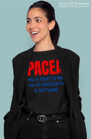 Tricou Femei, Barbati, Copii, Fata, Baiat, Unisex Personalizat „Cadouri personalizate cu mesaje inspiraționale despre pace pentru familie și prieteni | Design colorat albastru roșu” [1]