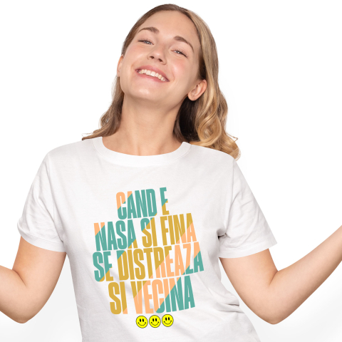 Familie - Tricou Femei, Barbati, Copii, Fata, Baiat, Unisex Personalizat Cadou Personalizat Distracție Familie | Smiley Face | Mesaj Amuzant | Cadou Copii și Nași