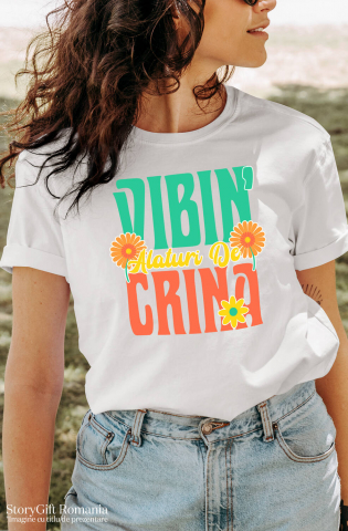 Tricou Femei, Barbati, Copii, Fata, Baiat, Unisex Personalizat Cadouri personalizate pentru prieteni și familie, design colorat cu flori galbene și vibrații de vară [1]