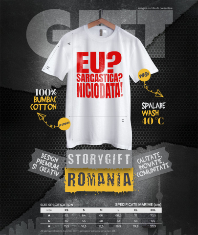 Tricou Femei, Barbati, Copii, Fata, Baiat, Unisex Personalizat „Eu Sarcastică? Niciodată! Replica Perfectă” – Mesaj Amuzant pentru Cadouri Personalizate [3]