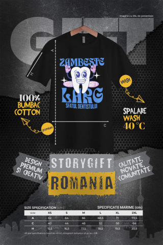 Tricou Femei, Barbati, Copii, Fata, Baiat, Unisex Personalizat Dinte Vesel – Zâmbet Larg, Dentist, Igienă Orală și Meserie Stomatologică [3]