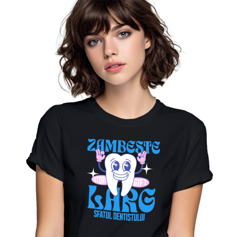 Meserii - Tricou Femei, Barbati, Copii, Fata, Baiat, Unisex Personalizat Dinte Vesel – Zâmbet Larg, Dentist, Igienă Orală și Meserie Stomatologică