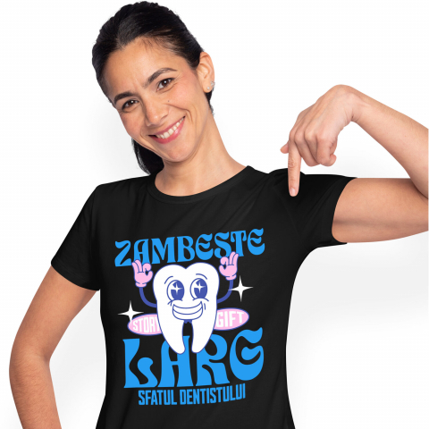 MESERII - Tricou Femei, Barbati, Copii, Fata, Baiat, Unisex Personalizat Dinte Vesel – Zâmbet Larg, Dentist, Igienă Orală și Meserie Stomatologică