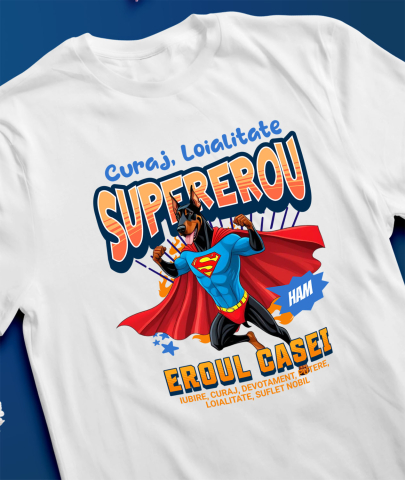 Tricou Femei, Barbati, Copii, Fata, Baiat, Unisex Personalizat Doberman Pinscher în Costum de Superman – Produse Personalizate pentru Copii și Familie [2]