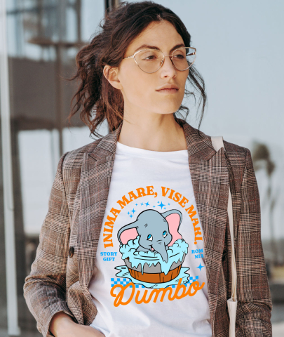 Tricou Femei cu Dumbo si momentul de baie 100% Bumbac, Alb, XL [1]