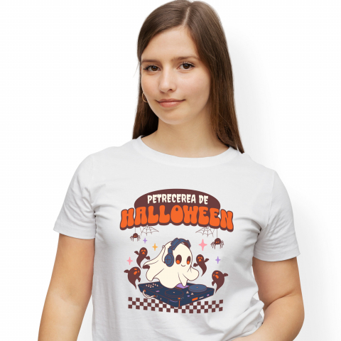 Tricou Femei, Barbati, Copii, Fata, Baiat, Unisex Personalizat Costum Fantomă DJ pentru Halloween | Petrecere Muzicală de Halloween