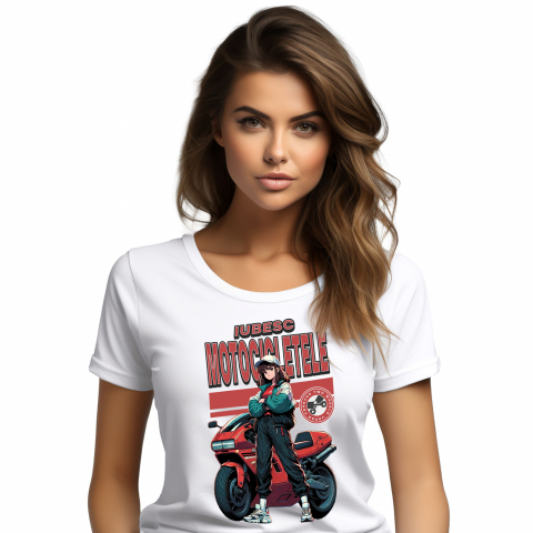 Tricou Femei, Barbati, Copii, Fata, Baiat, Unisex Personalizat Fată Animată Cu Șapcă, Ținută Sport, Motor Roșu – Viteză și Pasiune Moto