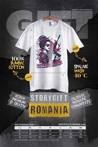 Tricou Femei, Barbati, Copii, Fata, Baiat, Unisex Personalizat Fata Asiatica cu Mitralieră și Flori Roz – Războinică Personalizată [3]