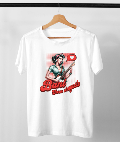 Tricou Femei, Barbati, Copii, Fata, Baiat, Unisex Personalizat Fată cu Chitara Electrică - Cadou Personalizat pentru Iubitori de Muzică, Mesaj Rock [2]