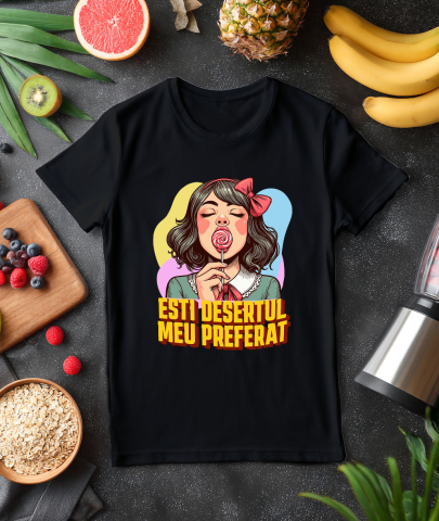 Tricou Femei, Barbati, Copii, Fata, Baiat, Unisex Personalizat Fată cu Fundă Roșie și Acadea - Cadou Personalizat, Mesaj Iubire și Sexy [2]