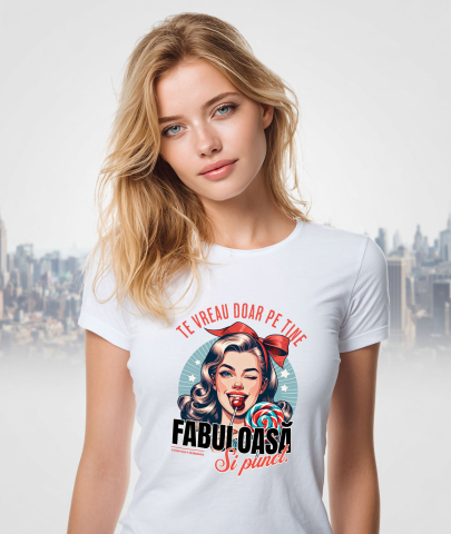 Tricou Femei, Barbati, Copii, Fata, Baiat, Unisex Personalizat Fata cu Fundă și Acadea - Cadou Personalizat „Te Vreau Doar Pe Tine” [1]