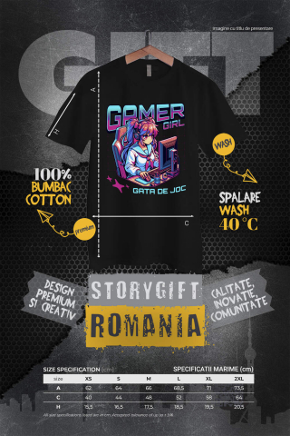 Tricou Femei, Barbati, Copii, Fata, Baiat, Unisex Personalizat Fata Stil Anime - Gamer Girl La Birou - Cadou Personalizat Jocuri Calculator [3]