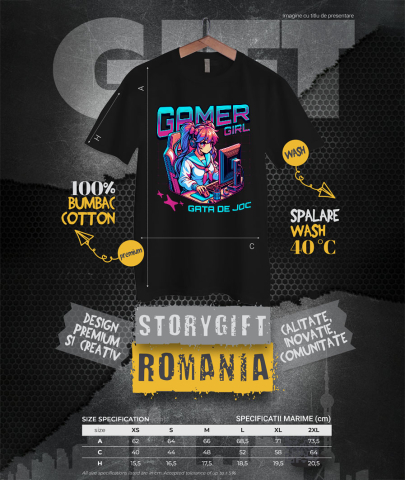 Tricou Femei, Barbati, Copii, Fata, Baiat, Unisex Personalizat Fata Stil Anime - Gamer Girl La Birou - Cadou Personalizat Jocuri Calculator [3]