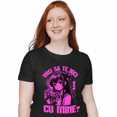 Tricou Femei, Barbati, Copii, Fata, Baiat, Unisex Personalizat Fată Stil Anime cu Manetă de Jocuri Video - Cadou Personalizat „Vrei Să Te Joce Cu Mine?” pentru Familie și Prieteni