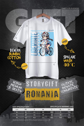Tricou Femei, Barbati, Copii, Fata, Baiat, Unisex Personalizat Fată Anime pe Bicicletă – Design Sportiv pentru Cadouri Personalizate [3]